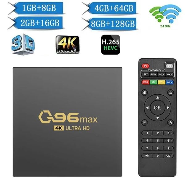 Alıcılar Q96 Max TV Kutusu Android 11 Amlogic S905 Quad Core HD Set Üst Kutu Medya Oyuncu H. 265 8GB 128GB WiFi 4K Ev Tiyatroları IPTV TV