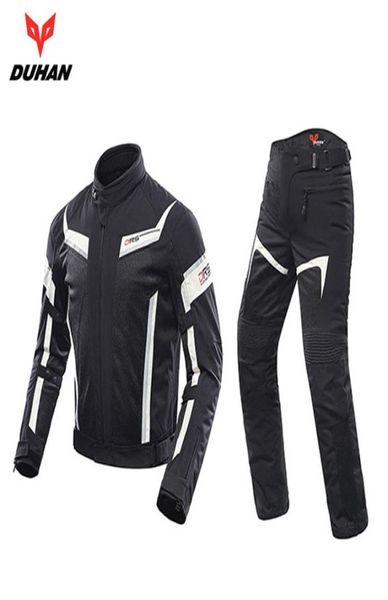 Duhan Men Motosiklet Ceket Pantolon Nefes Alabilir Yarış Ceket Moto Kombinasyonları Giysi Sürme Seti D064442704