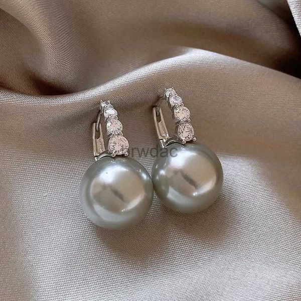 Dangle Kronleuchter Herbst und Winter Vintage Light Luxury Zirkongrau Perlenohrringe für Frauen Mode Elegante Kristallschmuckparty Geschenke D240323