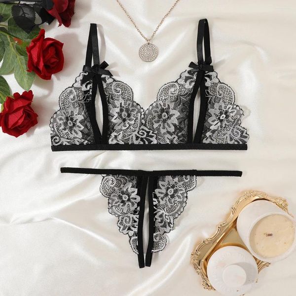 Bras Setleri Kadınlar Seksi Lingerie Sütyen Göstergeler Ultra Dantel Set Seti Temptation erotik açık kasıksız kıyafetler güzel kızlar