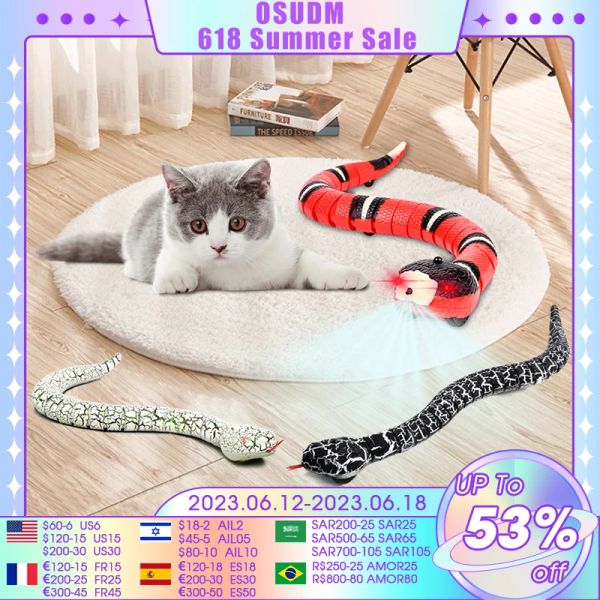 Toys Osudm Sinkeing Automatic Snake Cat Toys Smart Interactive Cats Cats Toy Electric Training Kitten USB Acessori ricaricabile
