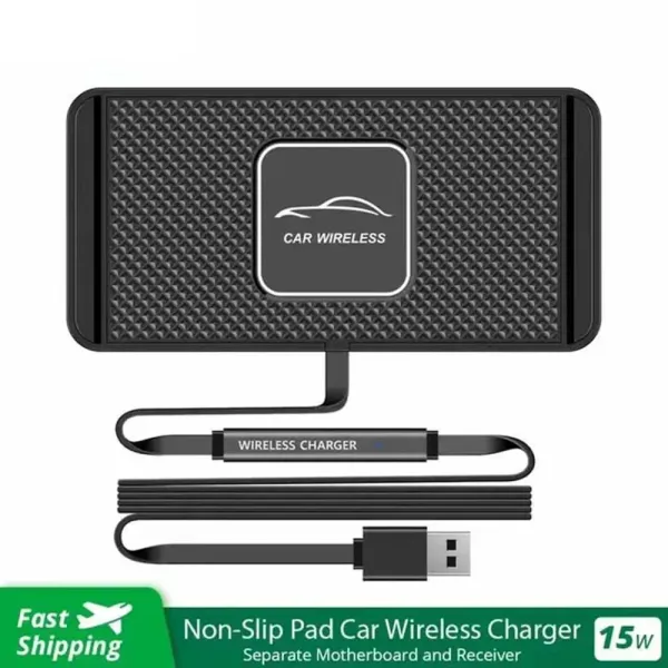 Chargers Alenkerui Silicon Nonslip Pad Auto schnelles drahtloses Ladegerät für iPhone Android Phone QI 15W Schnellauto Wireless Ladeständer