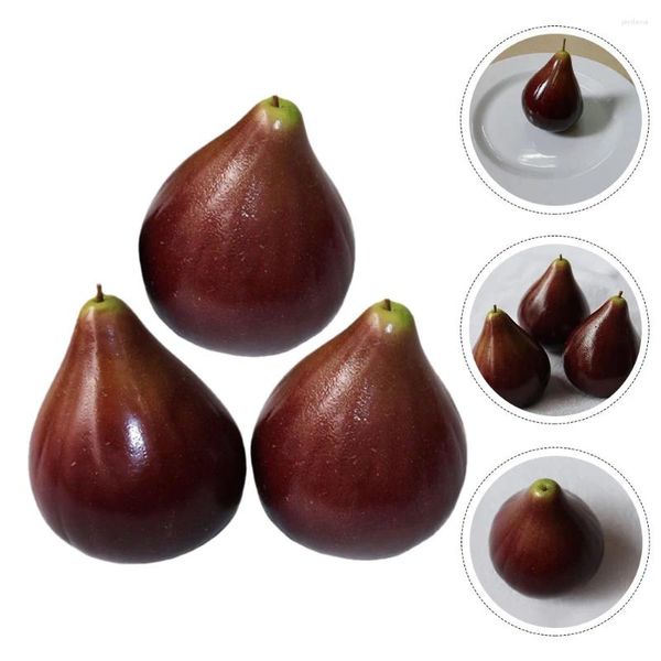 Decorazione per feste 3 pezzi FIG artificiale Decorazione da frutto finto modelli realistici Modelli di fiore di plastica cucina decorativa