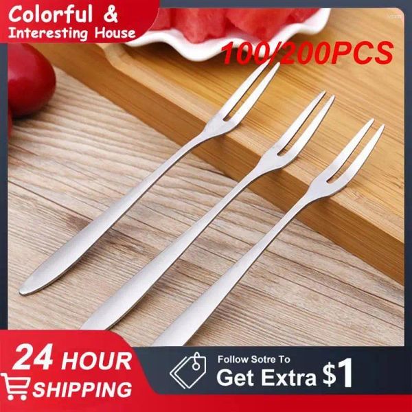 Forks 100/200pcs aço inoxidável Fruta Fruns Multiplurnost Furtising Elegante Durável Inovador