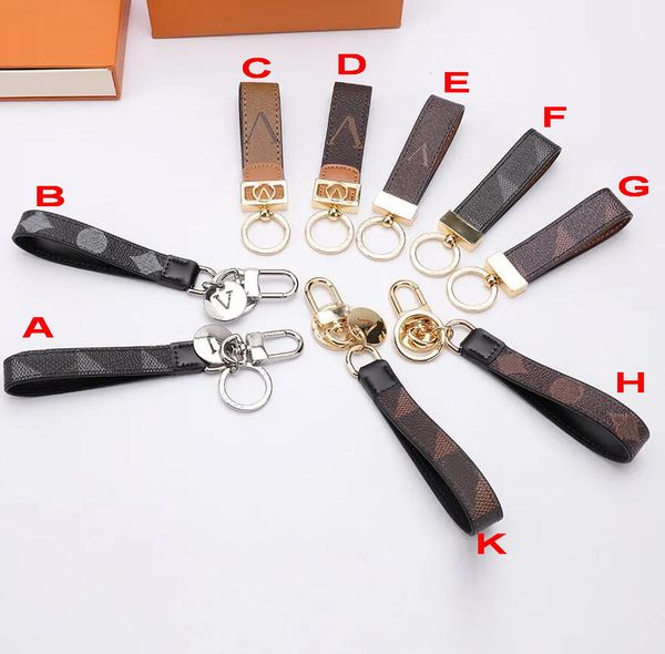 Fashion -Key Chain Buckle Car Chave de Chaves de couro artesanal Men Keyring Women Bag Pinging Prevent Loss Acessórios 9 Cor 9