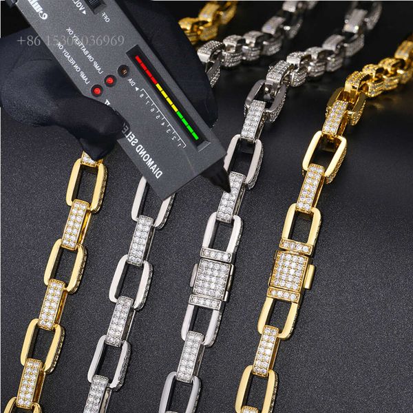 Preço de fábrica Bling Hip Hop Jewelry 11mm Sterling Sier VVS Moissanite Diamond Iced Out Cuba Chain Link Chain Colar