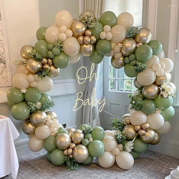 Decorazione per feste Green Balloons Garland Arch White Sand Gold Balloon Ballione Baby Shower Decor Anniversary Globos