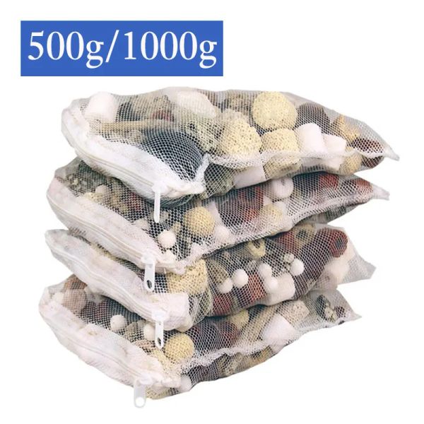 Purificatori 500G/1000G Media filtro Acquario Media anelli in ceramica a carbone Activati Acqua pulita con sfere con sacchetto a rete da filtro