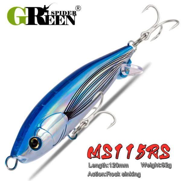 Acessórios Greenspider Novo afundamento GT TUNK LENTO FISH HUST FISHING LURE 92G 150mm Conjunto 3d Olhos Longo Casting Hard Isking Fishing Sea Fishing