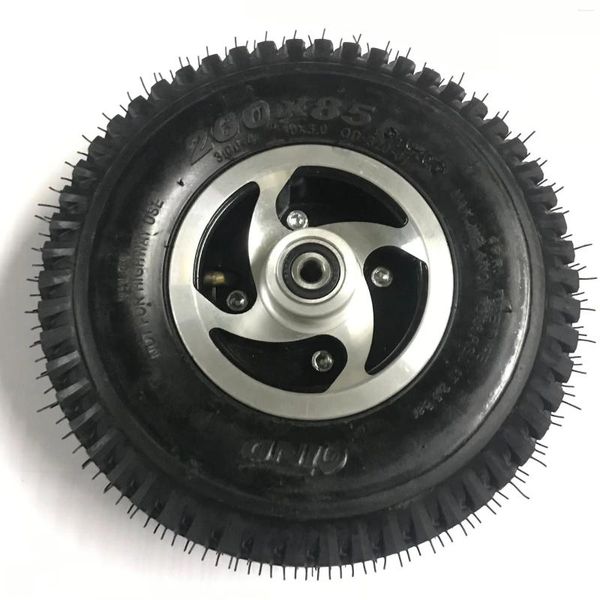 Peças de carrinho de carrinho idosos 10inCH Cadeira de rodas elétrica e scooter de ferramentas 3.0-4 Pneu pneumático de liga de alumínio da roda dianteira