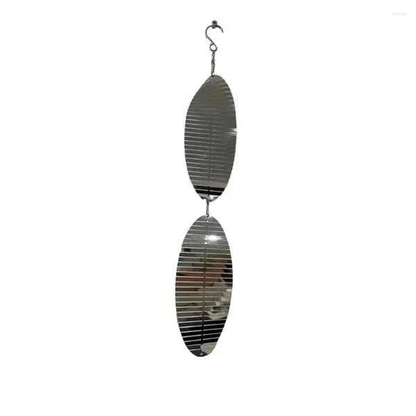 Figurine decorative Herring Bone 3D Wind Chime Spinner Reflector di uccelli in metallo altamente riflettente per cortile a doppia faccia da giardino da giardino all'aperto