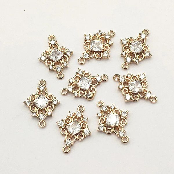 ALRIVRIVE21X15mm 50pcs El yapımı kolye/küpeler için kübik zirkonya kare konektörler diy parçaları jewelry aksesuarları bulguları 240416