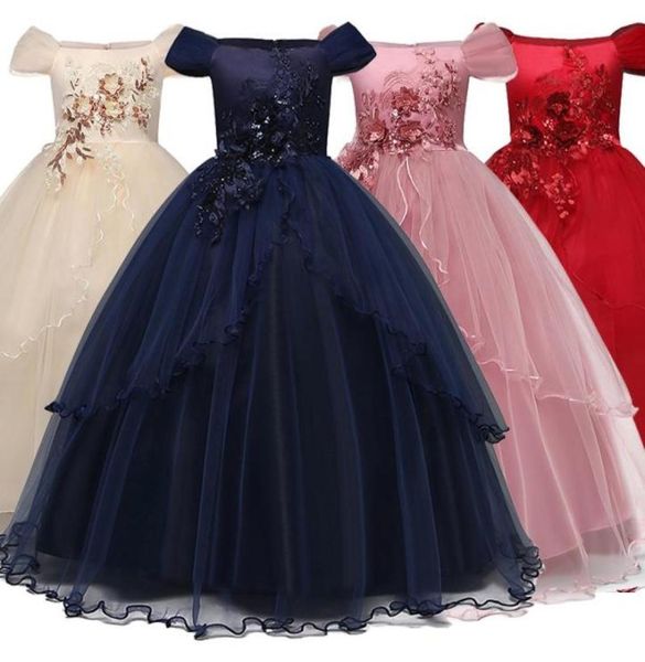 Kinderkleider für Mädchen Prinzessin Party Mädchen Kleid Kinder Kleidung Geburtstagskleider für Mädchen Teenager Lange Tüll Blume Hochzeitskleid 3699478