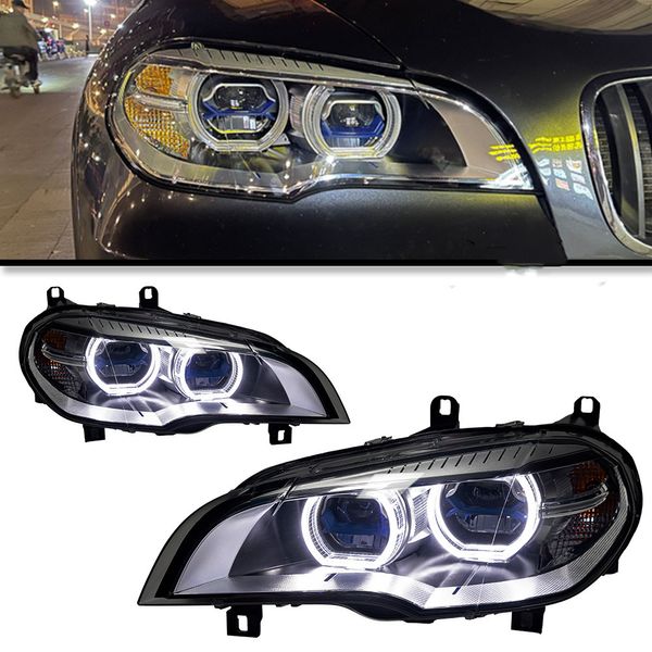 Farol do carro para BMW E70 2007-2013 x5 Lâmpada de cabeça LED DRL Dinâmico Lâmpada de lâmpada frontal Montagem da luz dianteira