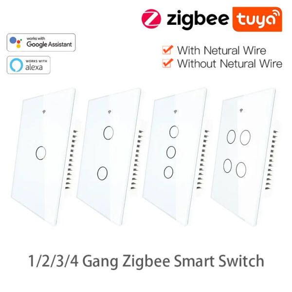 Controllo tuya zigbee switch wall smart con interruttore universale neutro/nessun neutro Nessun condensatore richiesto lavoro con Alexa Google Smart Life