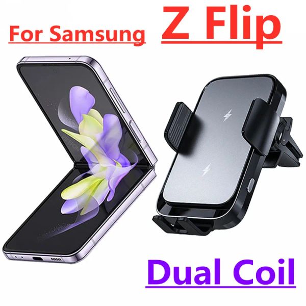 Şarj Cihazları Samsung Galaxy Z Flip 4 3 S22 S21 İPhone Otomatik Kelepçe Hızlı Araba Şarj Telefon Montaj Tutucu