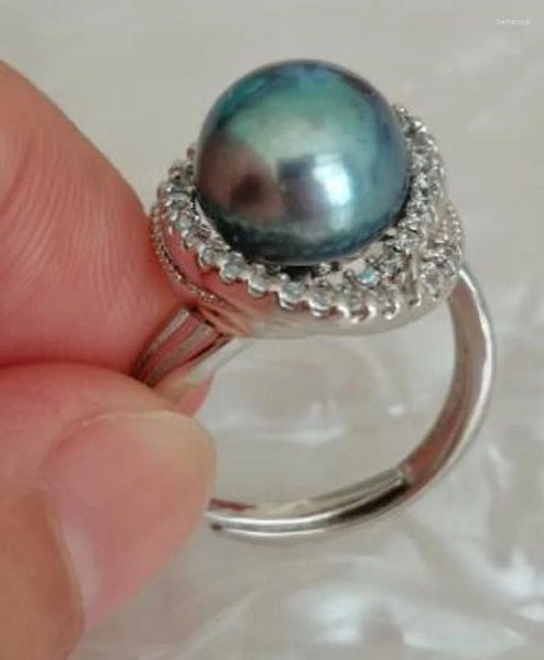 Кластерные кольца 12-13 мм южного моря искренние черно-голубые жемчужины мелкие украшения