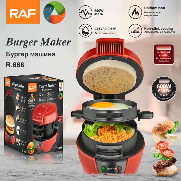 Geräte Haushalt Multifunktional Frühstücksmaschine Tragbarer Hamburger -Sandwich -Maschine Waffelmaschine mit Eierkocher Ring