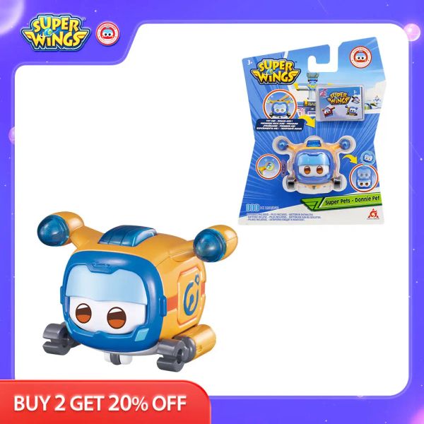Toys Super Wings Super Pet Donnie Press Top, чтобы изменить эмоциональные детские игрушки с лауправлением с фигурками, аниме