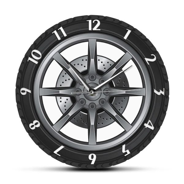 Uhren Autodienst benutzerdefinierte Namen Reparatur Reifenrad Vintage Cool Wall Clock Workshop Mechaniker Geschenke Raum Dekorative Uhr