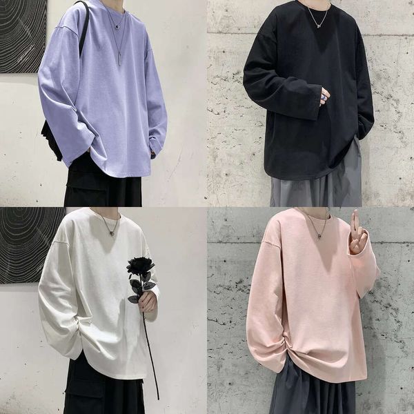 Sweatshirts lose Männer solide Hemd neutral Streetwear Mode Frauen koreanische Kleidung Baumwolle Pullover Langarm T -Shirts Mann 220728 s