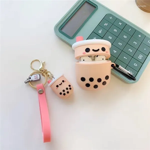 Keychains süße Boba Milk Tee Schlüsselkette für Frauen Silikonblasenschlüsselketten Motorradautos Keyring -Zubehör Kawaii Handtaschen