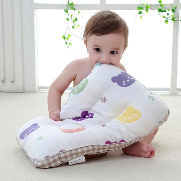 conjuntos lindos travesseiros bebês almofadas de cama de cama de algodão Kids Sleeping Sleeping Recém -nascido menino Cabeça Cabeça Anti -Roll Suporte