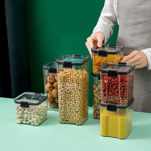 Bottiglie di stoccaggio 460-1800 ml Scatola sigillata Tramsparente Contenitore di plastica di grado alimentare di grande capacità per l'organizzatore di tè per fagioli da cucina