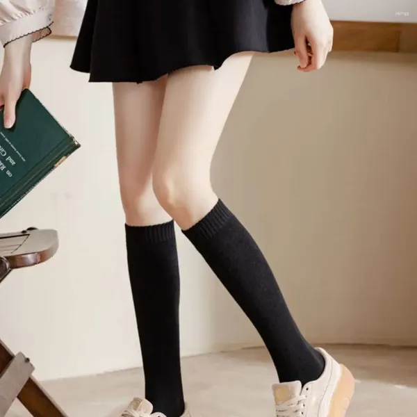 Donne calzini traspirabili semplice hosiery street style cotone colorato addensato polpaccio coreano calze ad alto tubo