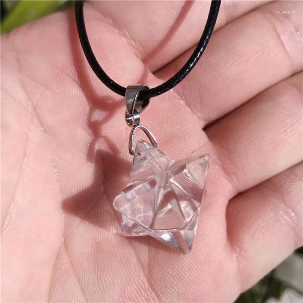 Dekorative Figuren natürlicher klarer Kristall Merkabah Pendelsteine Merkaba Sterne Anhänger Schmuck Halskette Heilungsenergie Mineralien 1pc