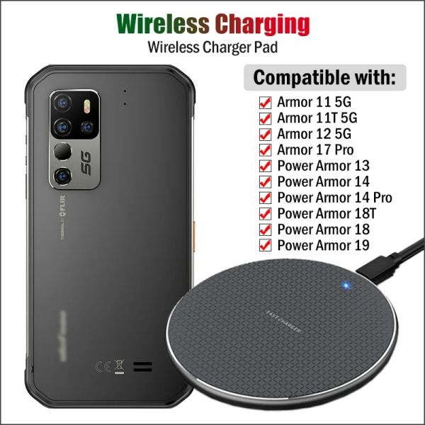 Chargers 10W Fast Qi Wireless Charger para UleFone Power Armour 19 19T 18 18t 13 14 Pro Armour 12 17