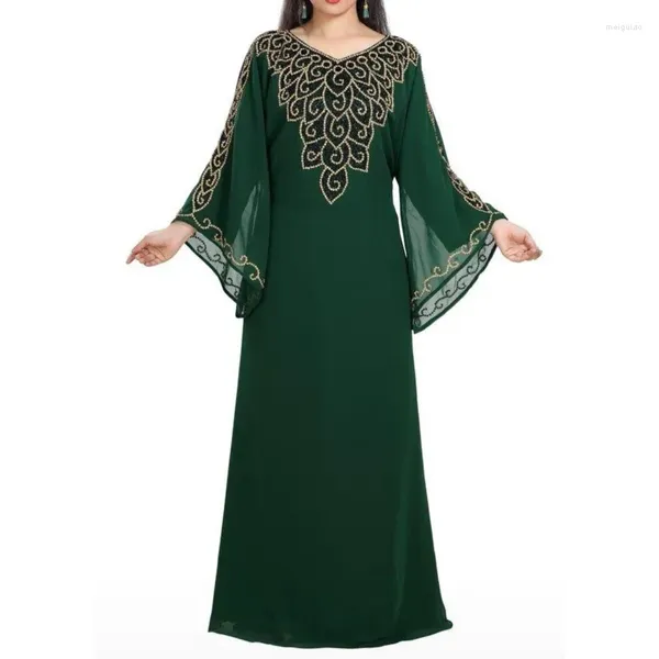 Abbigliamento etnico abito da sposa verde abito marocchino Abaya Abaya molto elegante a lungo