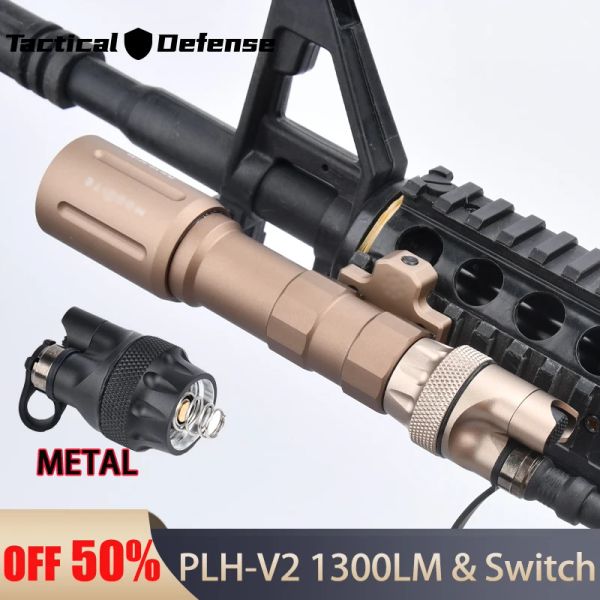 Scopes AirSoft PLHV2 Lanterna Modlit TacitCal Metal Metal Light 1300 lúmen com lâmpada de arma de caça à função dupla de metal lâmpada