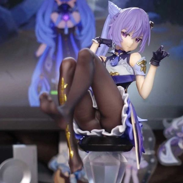 Действительные фигуры 22см Genshin Impact Figures Модель Kawaii Girl Sexy Keqing Pvc Kids Toys Figures Collect