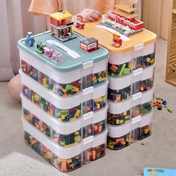 Behälter Bausteinlagerbox Kleine Partikel Lego -Puzzle einstellbare transparente Speicherbox Speicher Langhafte Spielzeugtransportbox