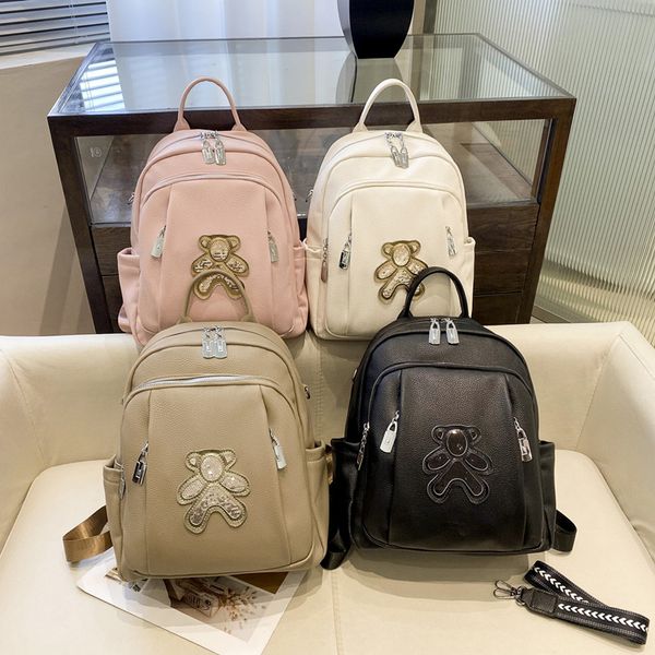 Outlet Factory Womens Stume da donna Cute Bear Fashion Borse Light e grande capacità Viaggio in pelle Casual in pelle Copia College Girl Girl Backpack 906#