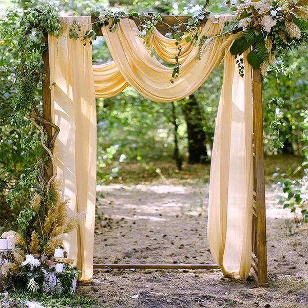 610 m Tessuto di drappeggi per arco di nozze per decorazioni per la reception cerimonia Chiffon Sheer Curtains Stage Stage Doccia da sposa 240419