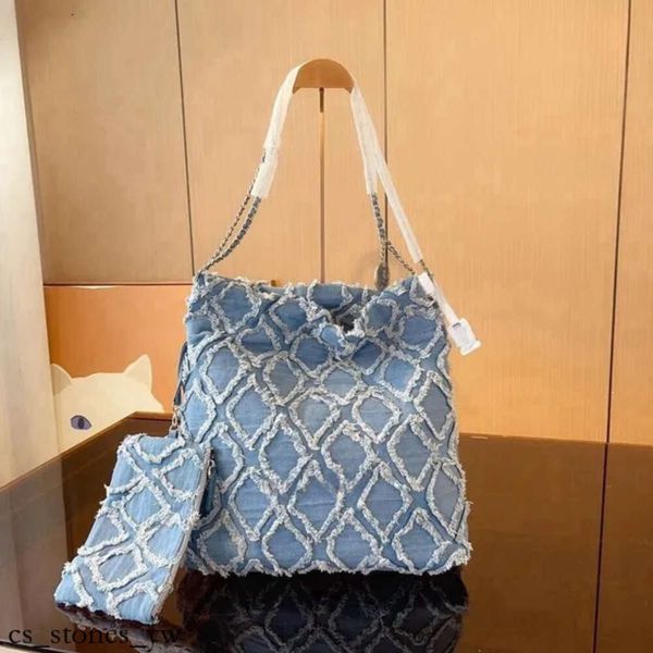 Koyu Çanta Vintage Flep CC Mavi Denim Sier Zincir Donanım Omuz Kayışları Kadın Eyer Tote Tasçısı Tasarımcı Cüzdan 25cm 5973