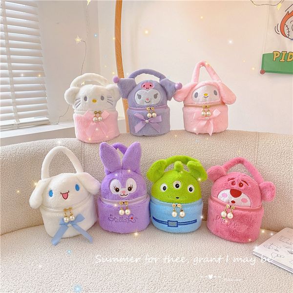 Plüschpuppe Kuromi meine Melodie Cinnamorol Plüsch Make -up -Tasche Münze Geldpolster Kreative Kopfhörer Aufbewahrungstasche Kinder Geburtstagsgeschenk