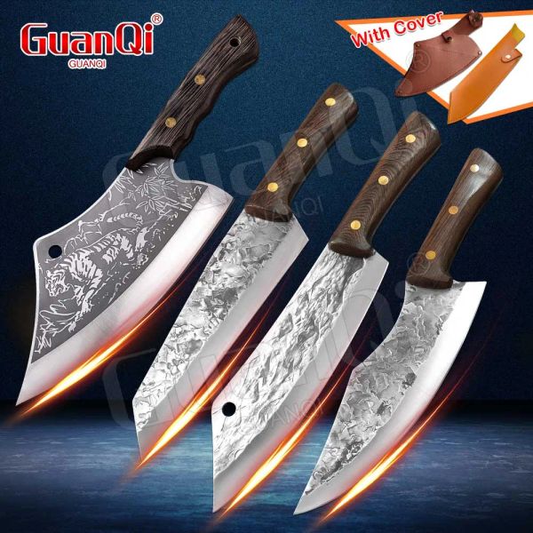 Aksesuarlar 8 inç paslanmaz çelik kasap bıçağı balık tutma av bıçağı el yapımı dövme kemik bıçak et cleaver mutfak şef bıçak