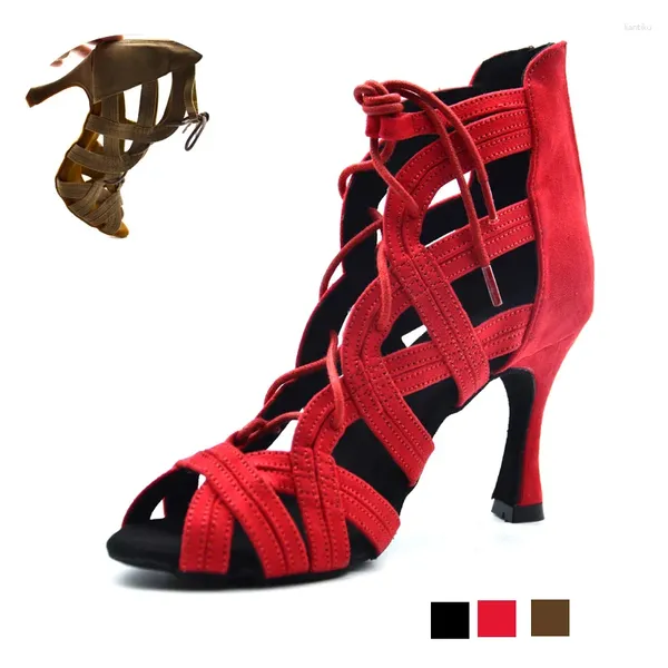 Sapatos de dança Mulheres no tornozelo botas latinas para mulher solteira sola bachata salsa dançando garotas altas -Sons -shoes