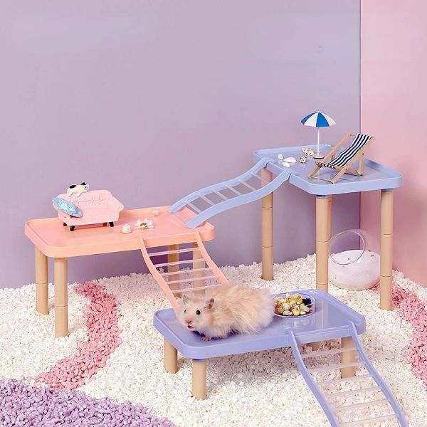 Käfige funktionale Hamster House Desk Plattform Haustier Station Toy Station Board Haustierprodukte Hamster Käfig Golden Bären Spielzeugversorgungen