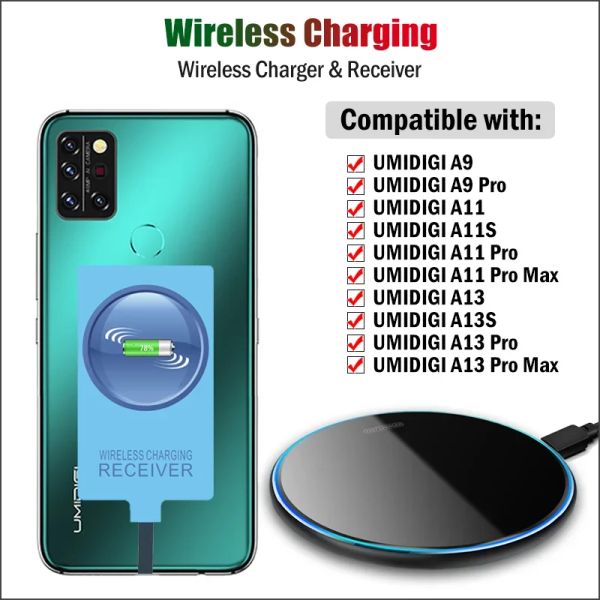 Receptor de carregador sem fio da Chargers para UMIDIGI A11S A13S A9 A11 A13 Pro Max F3 Phone Wireless Charging Adapter USB TypeC Connector