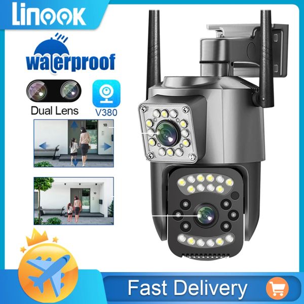 Câmeras LINOOK V380 PRO 4G CARTÃO SIM CCTV WiFi 4K 8MP, câmera de vigilância externa sem fio, câmera de segurança IP