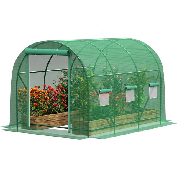 Gretos para o ar livre de inverno Pesquisa em grande caminhada em túnel Green House Plantas portáteis Frame reforçado 240415