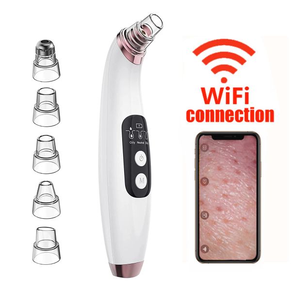 Scrubbers Removedor de cravo a vácuo de poros com câmera Face Face Pore Cleanser Wi -Fi Visual em tempo real com 3 sucção ajustável 5 sondas