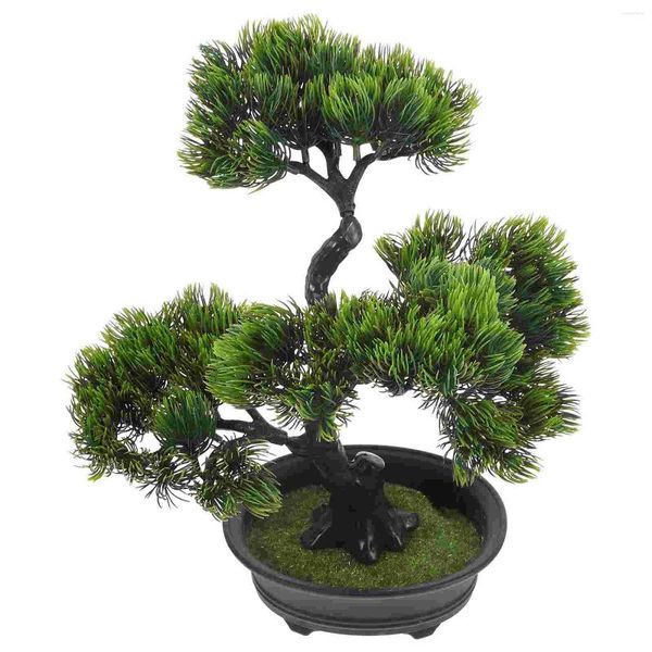 Fiori decorativi piante in finto aria finta scrivania falsa artificiale bonsai albero pino legno piccole decorazioni