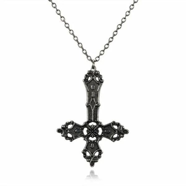 Halsketten Goth Inverted Punk Cross Satanic Anhänger Ketten Halskette für Frauen Mann schwarzer Charme auf den Kopf nach Schmuckzubehör Geschenk Großhandel Großhandel