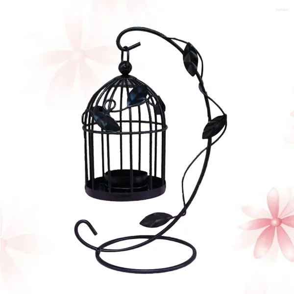 Candele 1pc Birdcage Candlestick Holder Vintage Cage Table Decoration for Home Wedding (Nero)