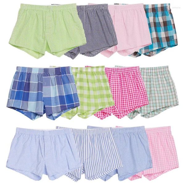 UNDUTTS ERKEKLER YAPILIK BOXER SHORTS Sıradan Pamuk Uyku Kalitesi Ekose Gevşek ve Konforlu Ev Servisi Çizgili Aro Pantolon